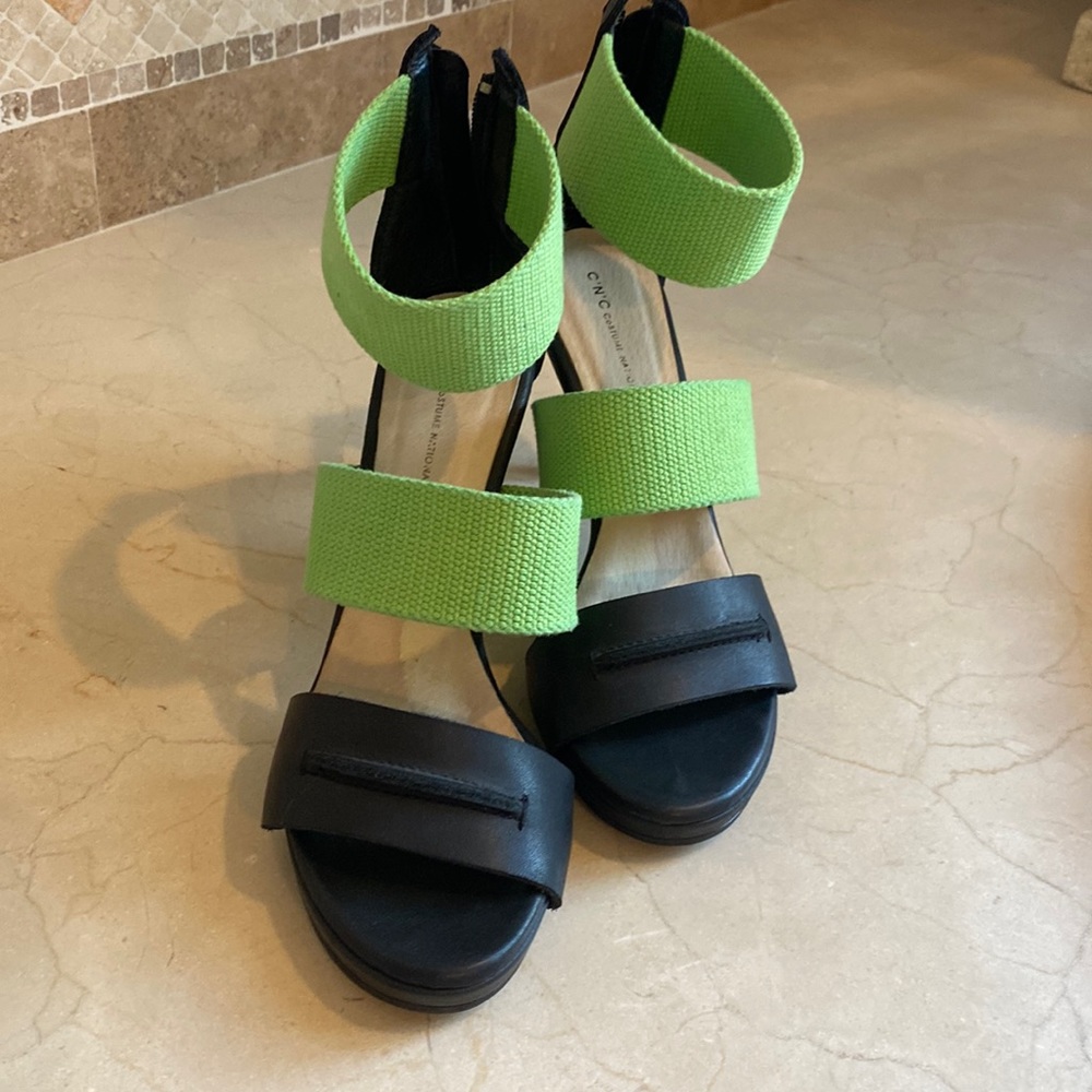 CNC Costume National Green strap and leather sandals size 7